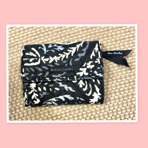 Vera Bradley Euro Wallet Paisley Wallet - Black/White - Picture 1 of 3